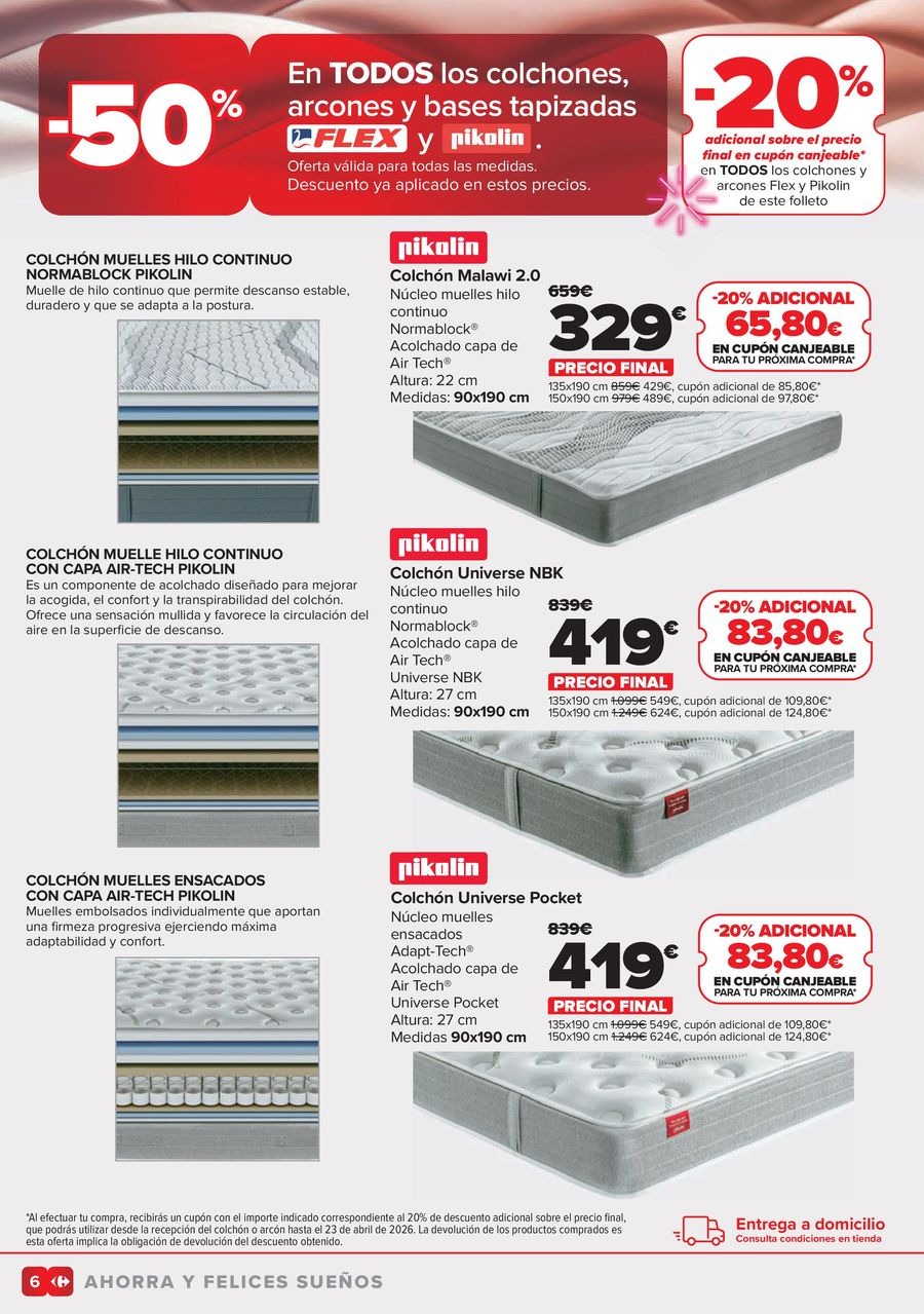 Ofertas de Carrefour España de 25 febrero a 23 marzo 2026 Ofertas Colchones