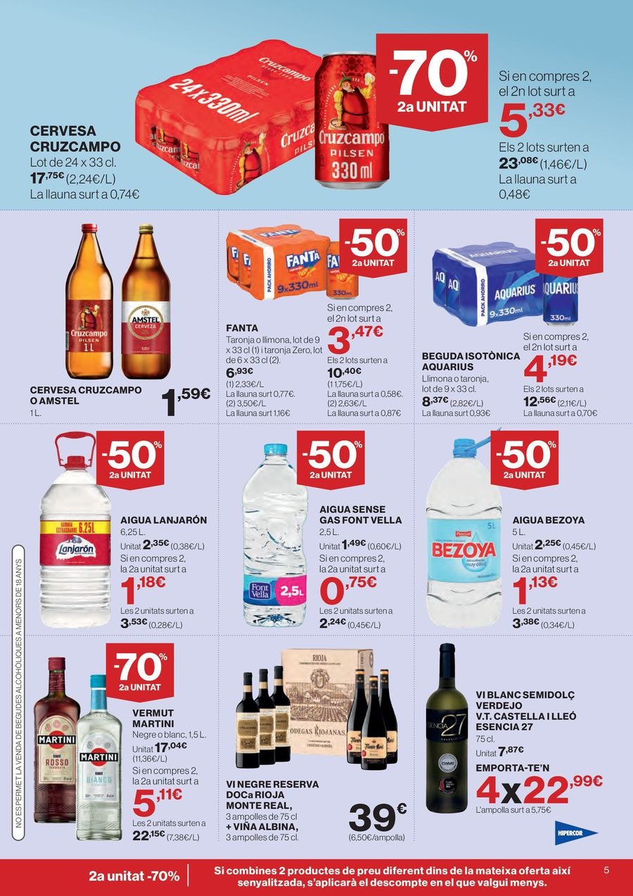 Ofertas de Hipercor España de 26 febrero a 11 marzo 2026 70% 2ª Unidad en Miles de Productos