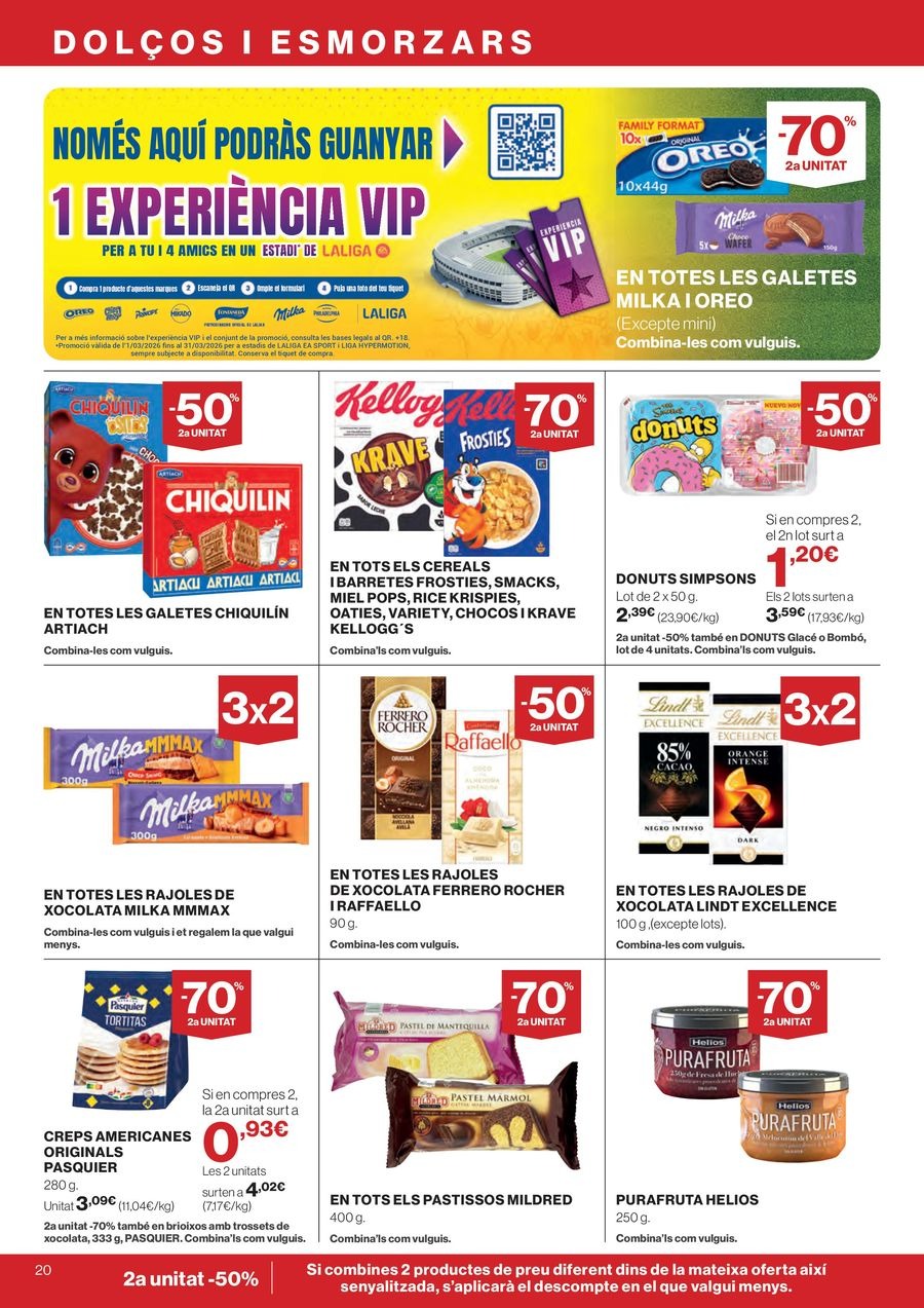 Ofertas de Hipercor España de 26 febrero a 11 marzo 2026 70% 2ª Unidad en Miles de Productos