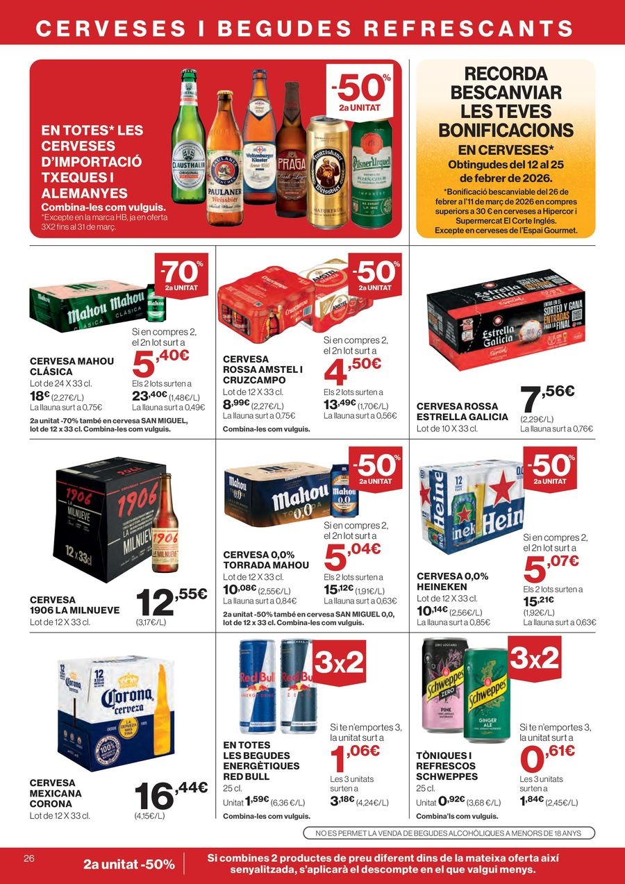Ofertas de Hipercor España de 26 febrero a 11 marzo 2026 70% 2ª Unidad en Miles de Productos