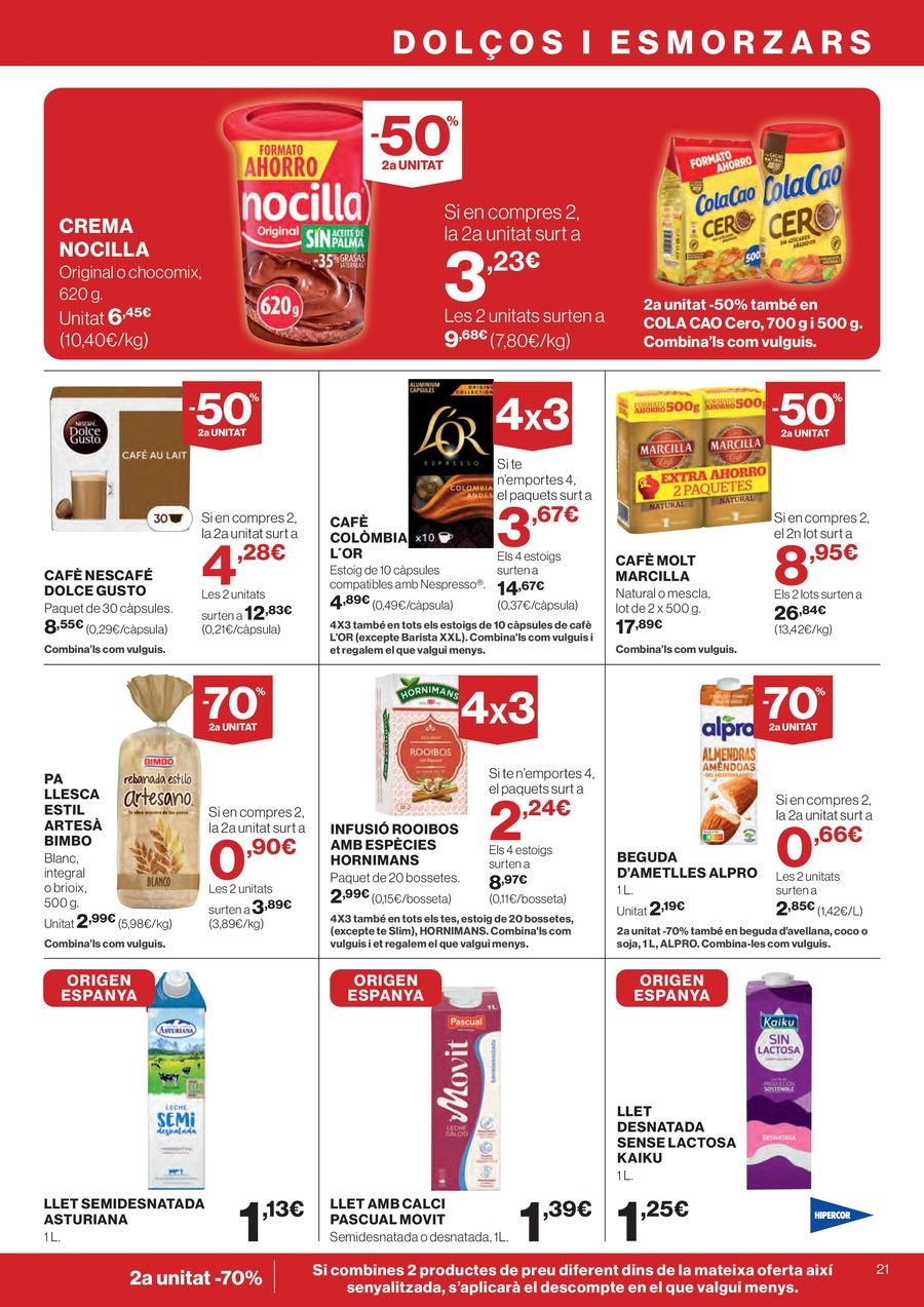 Ofertas de Hipercor España de 26 febrero a 11 marzo 2026 70% 2ª Unidad en Miles de Productos