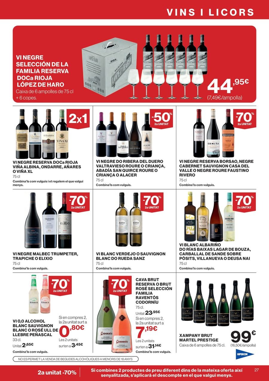 Ofertas de Hipercor España de 26 febrero a 11 marzo 2026 70% 2ª Unidad en Miles de Productos