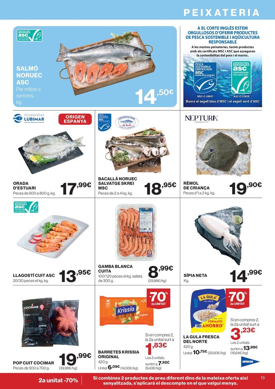 Ofertas de Hipercor España de 26 febrero a 11 marzo 2026 70% 2ª Unidad en Miles de Productos