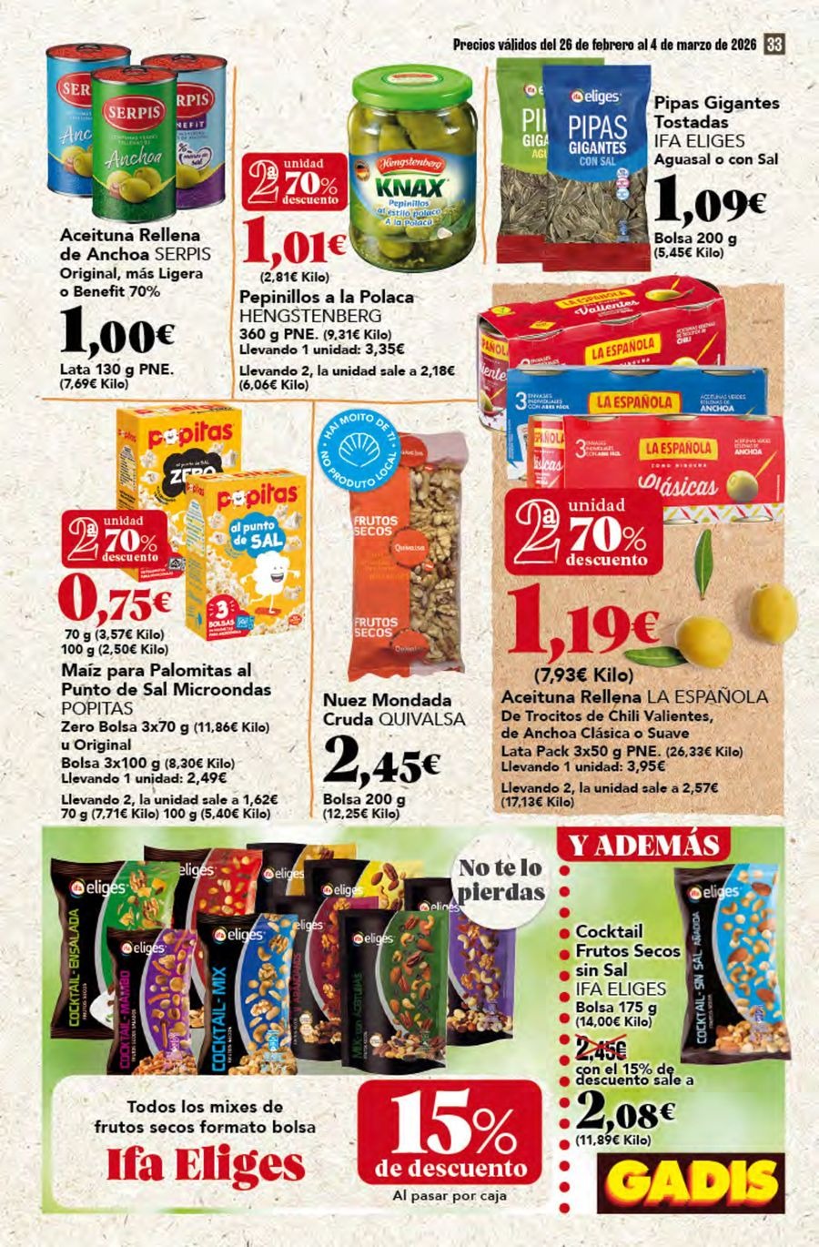 GADIS supermarket Spain Offers from 26 February to 4 March 2026 New prices