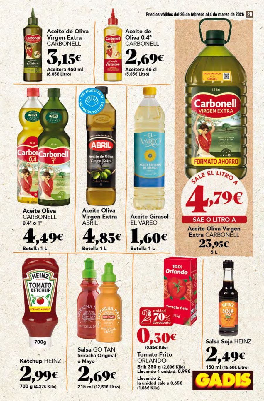 GADIS supermarket Spain Offers from 26 February to 4 March 2026 New prices