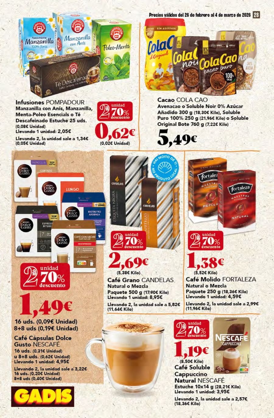GADIS supermarket Spain Offers from 26 February to 4 March 2026 New prices