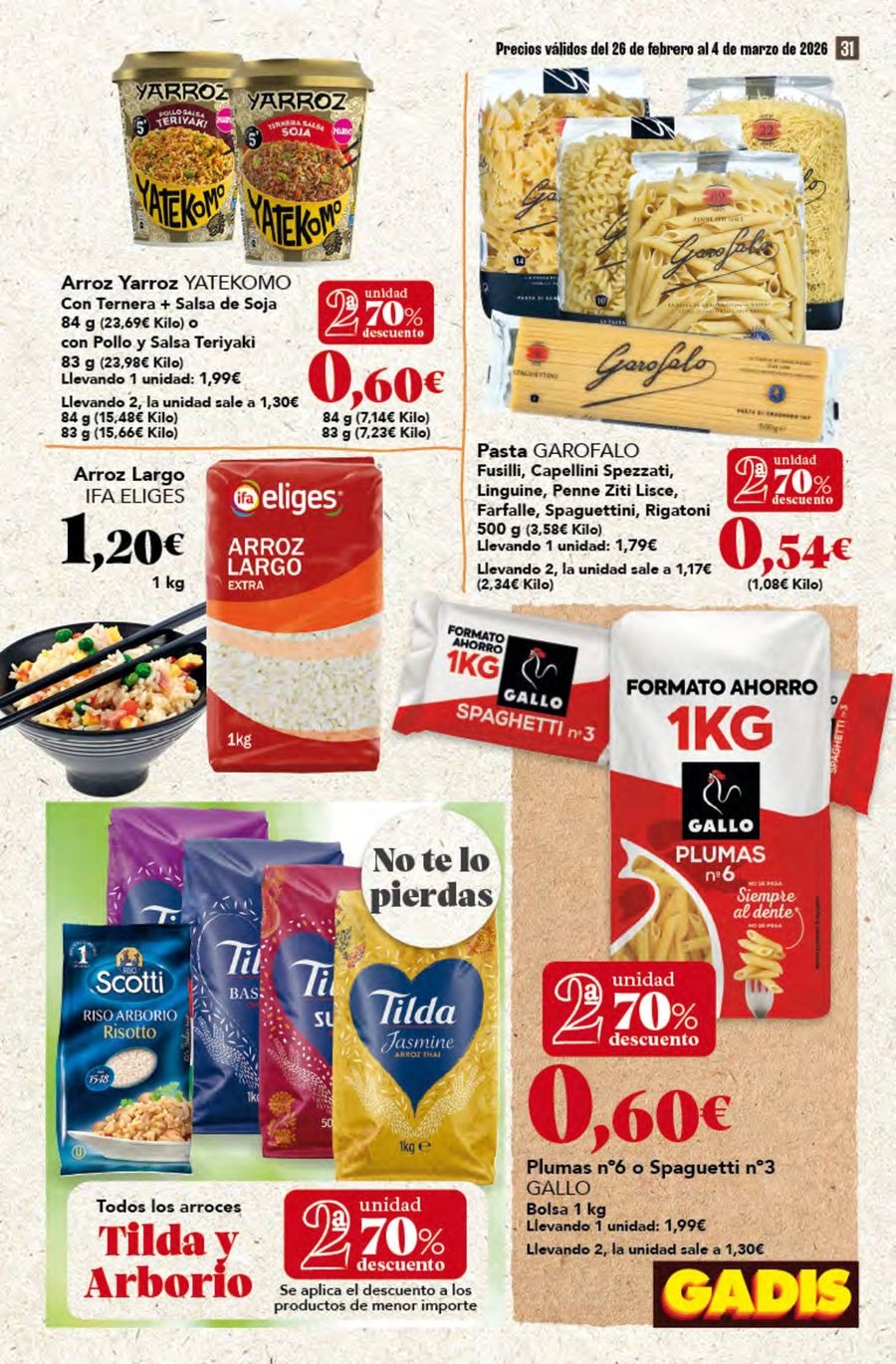 GADIS supermarket Spain Offers from 26 February to 4 March 2026 New prices