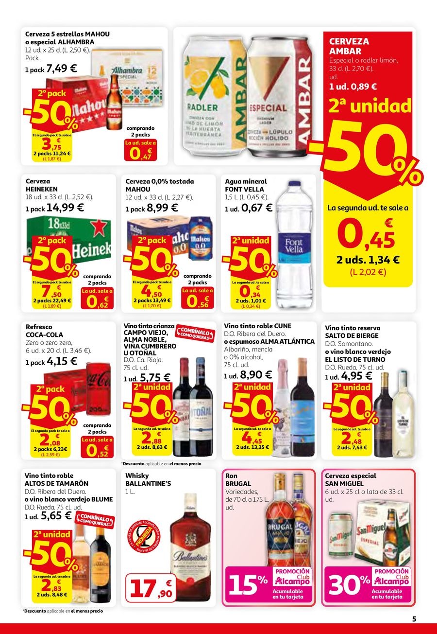 Offres Alcampo Espagne de 26 février à 11 mars 2026 2ème Unité -50%