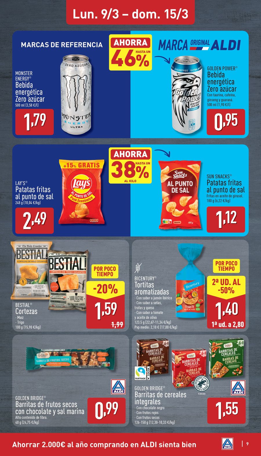 Offres ALDI Espagne de 9 mars à 15 mars 2026 Combien cela coûte peu d'acheter bien