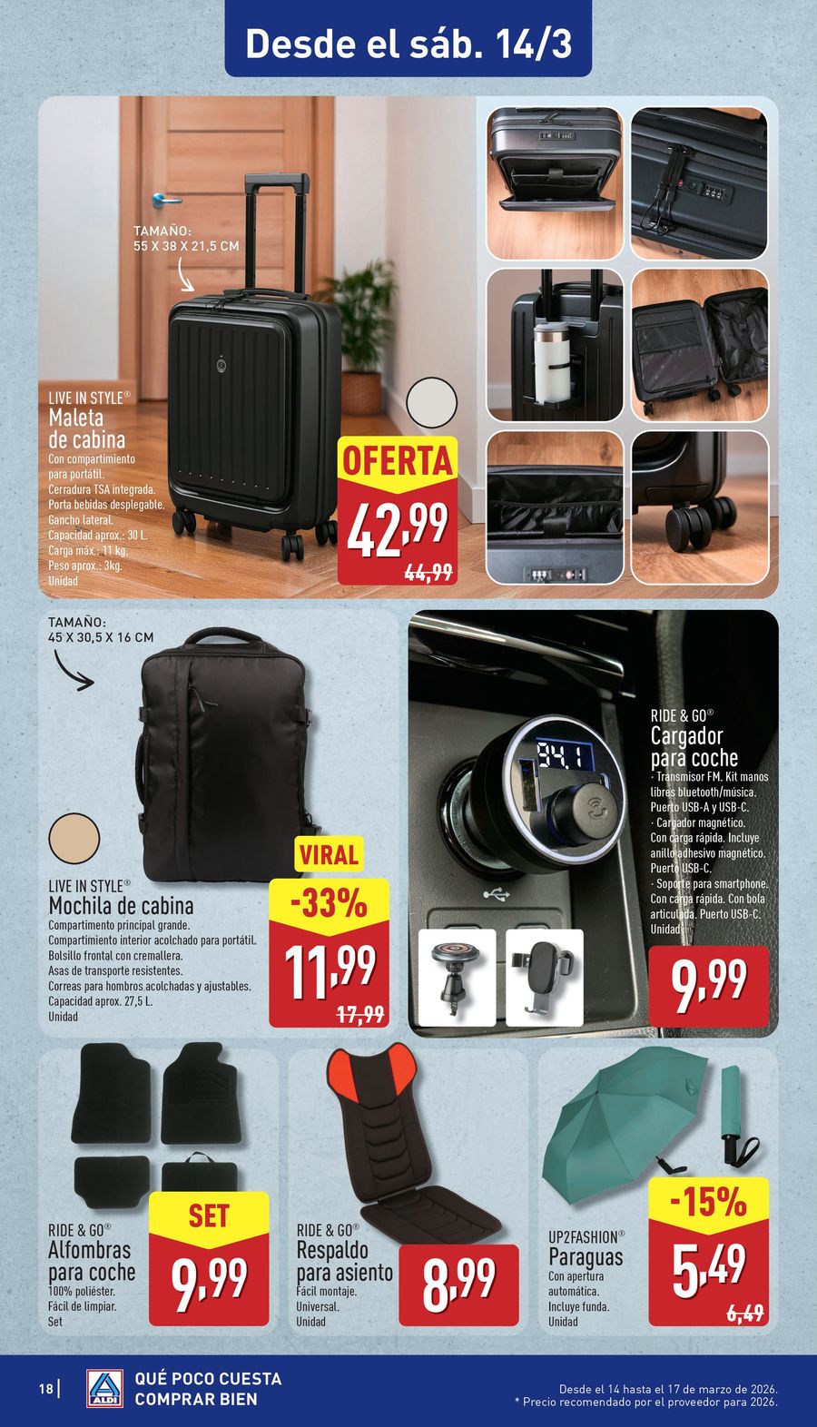 Offres ALDI Espagne de 9 mars à 15 mars 2026 Combien cela coûte peu d'acheter bien