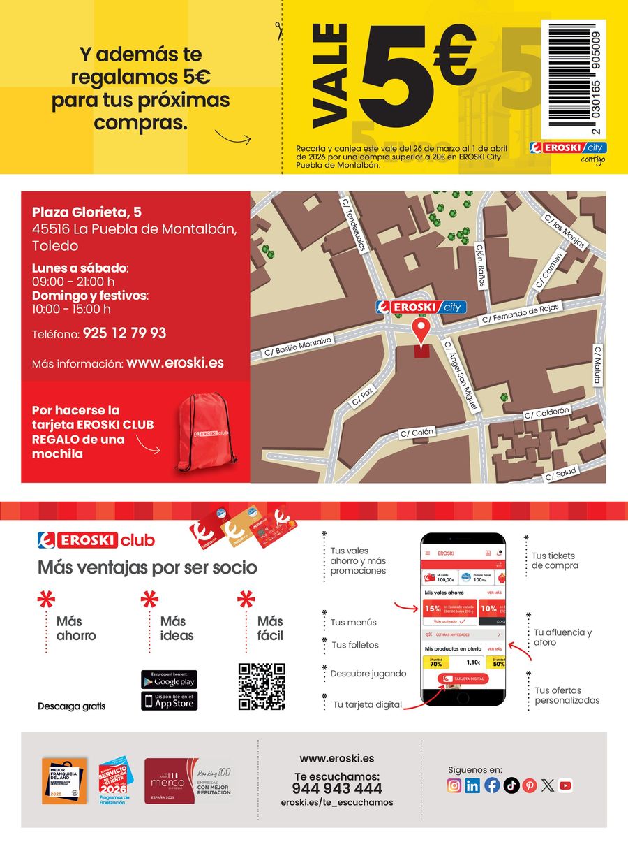 Ofertas de Eroski España de 10 marzo a 18 marzo 2026 Ofertas de apertura en Puebla de Montalbán