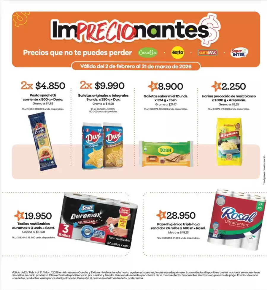 Ofertas de Surtimax Colombia de 4 febrero a 31 marzo 2026 ImPRECIOnantes