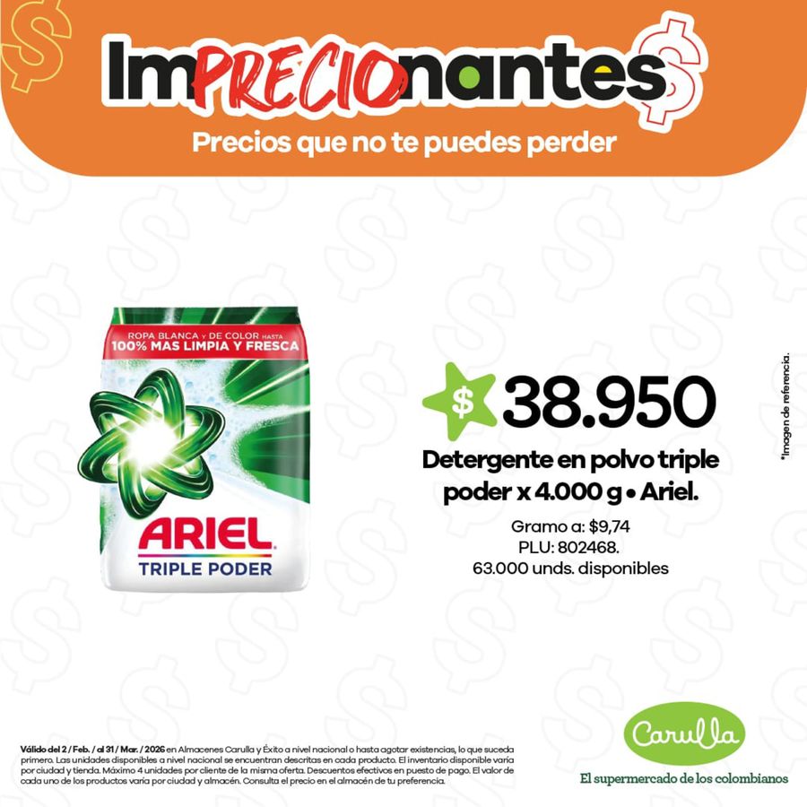 Ofertas de Carulla Colombia de 3 febrero a 31 marzo 2026 Los imPRECIOnantes que te encantan ya están aquí