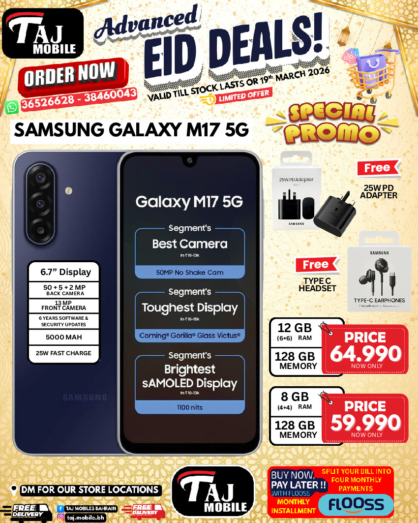 Taj Mobiles Bahrain offers from 13 to 19 March 2026 Eid Offers