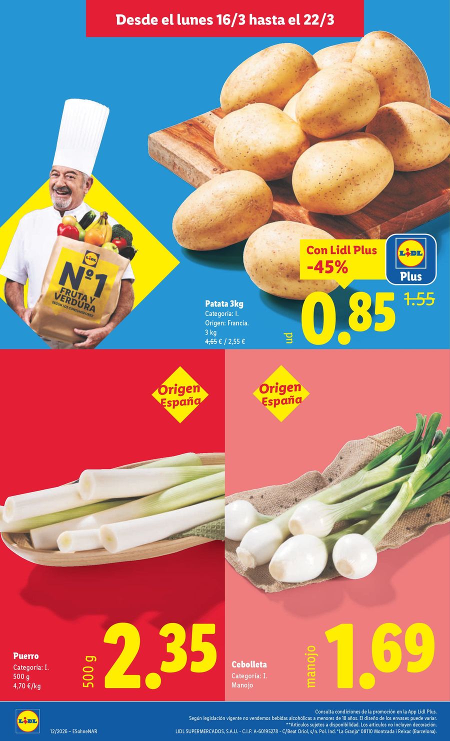 Ofertas de Lidl España de 16 a 22 marzo 2026 ofertas semanales