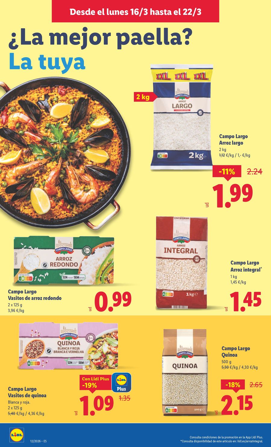Ofertas de Lidl España de 16 a 22 marzo 2026 ofertas semanales