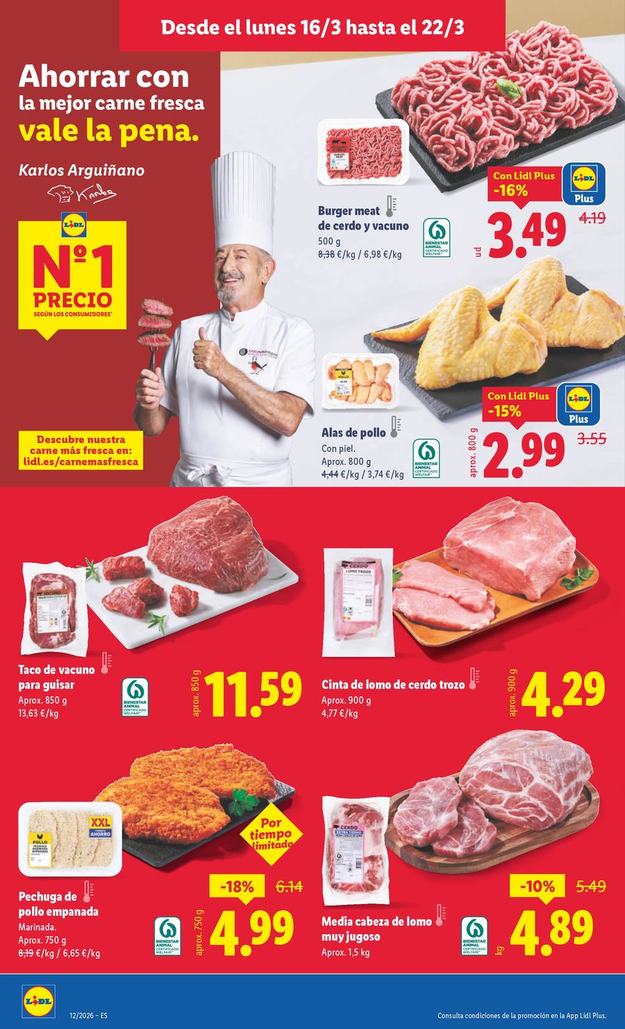 Ofertas de Lidl España de 16 a 22 marzo 2026 ofertas semanales