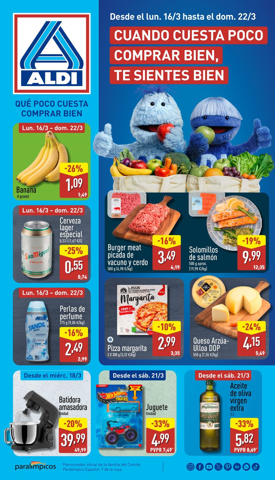 Offres ALDI Espagne de 16 à 22 mars 2026 Comme il coûte peu d'acheter bien ! - ALDI - Espagne - 16 mars 2026 – 22 mars 2026 - Page 1