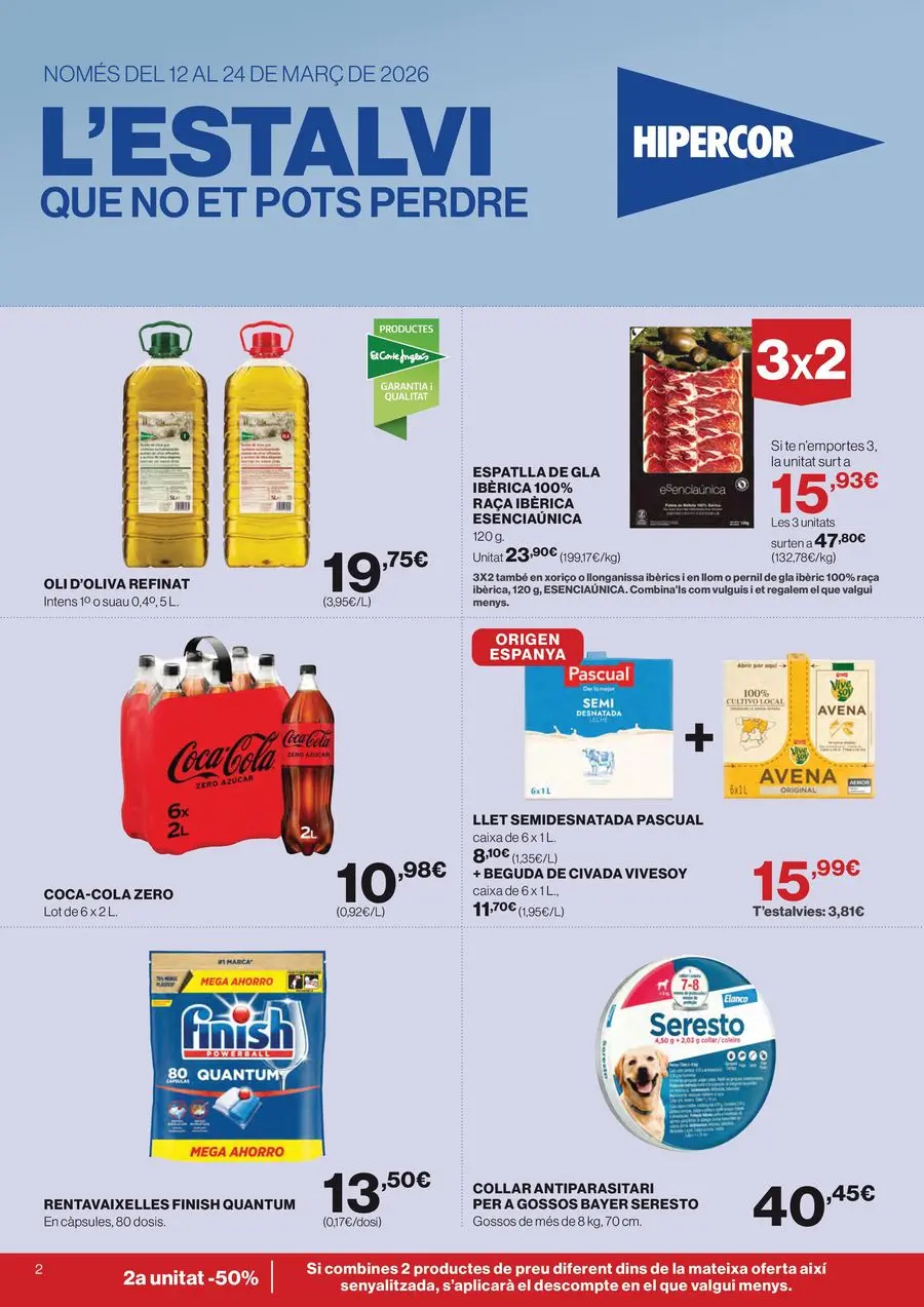 Hipercor Spain offers from 12 to 24 March 2026 -50% 2nd Unit on Thousands of Products