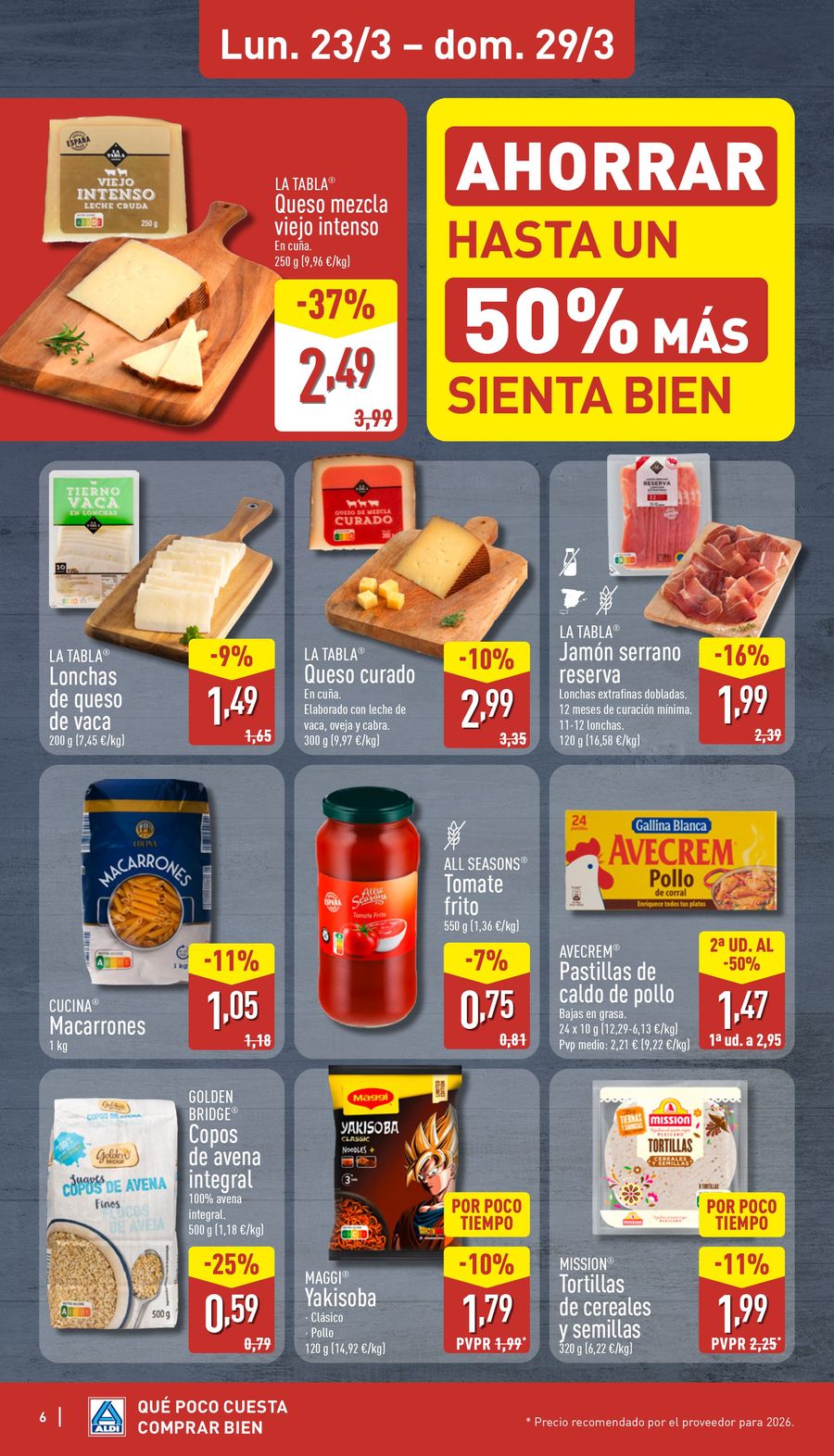 ALDI Spain offers from 23 to 29 March 2026 How little it costs to buy well!