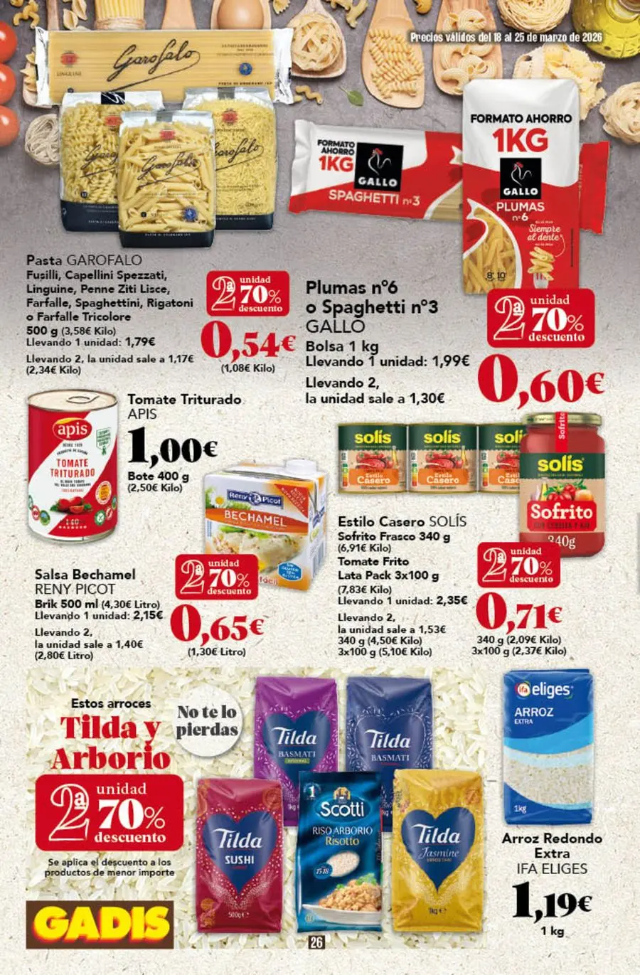GADIS supermarket Spain offers from 18 to 25 March 2026 New prices