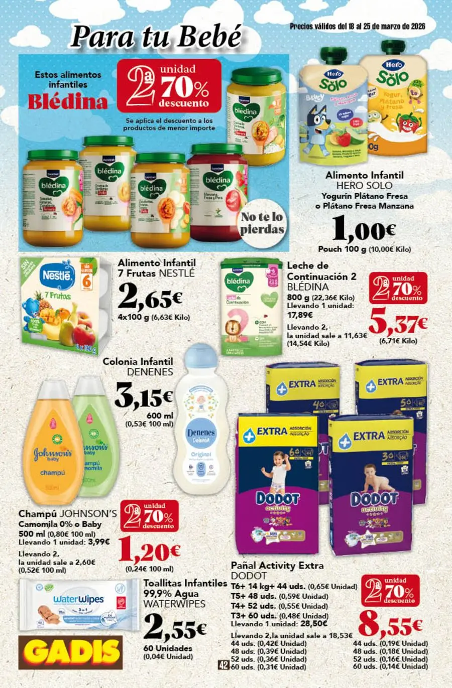 GADIS supermarket Spain offers from 18 to 25 March 2026 New prices