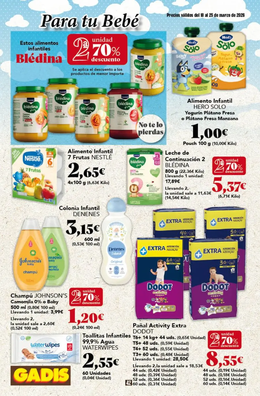 GADIS supermarket Spain offers from 18 to 25 March 2026 New prices