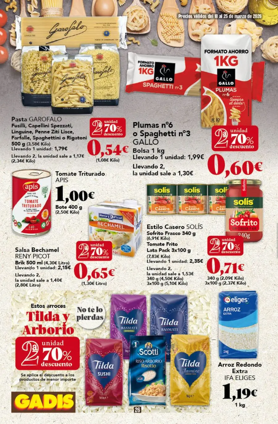 GADIS supermarket Spain offers from 18 to 25 March 2026 New prices