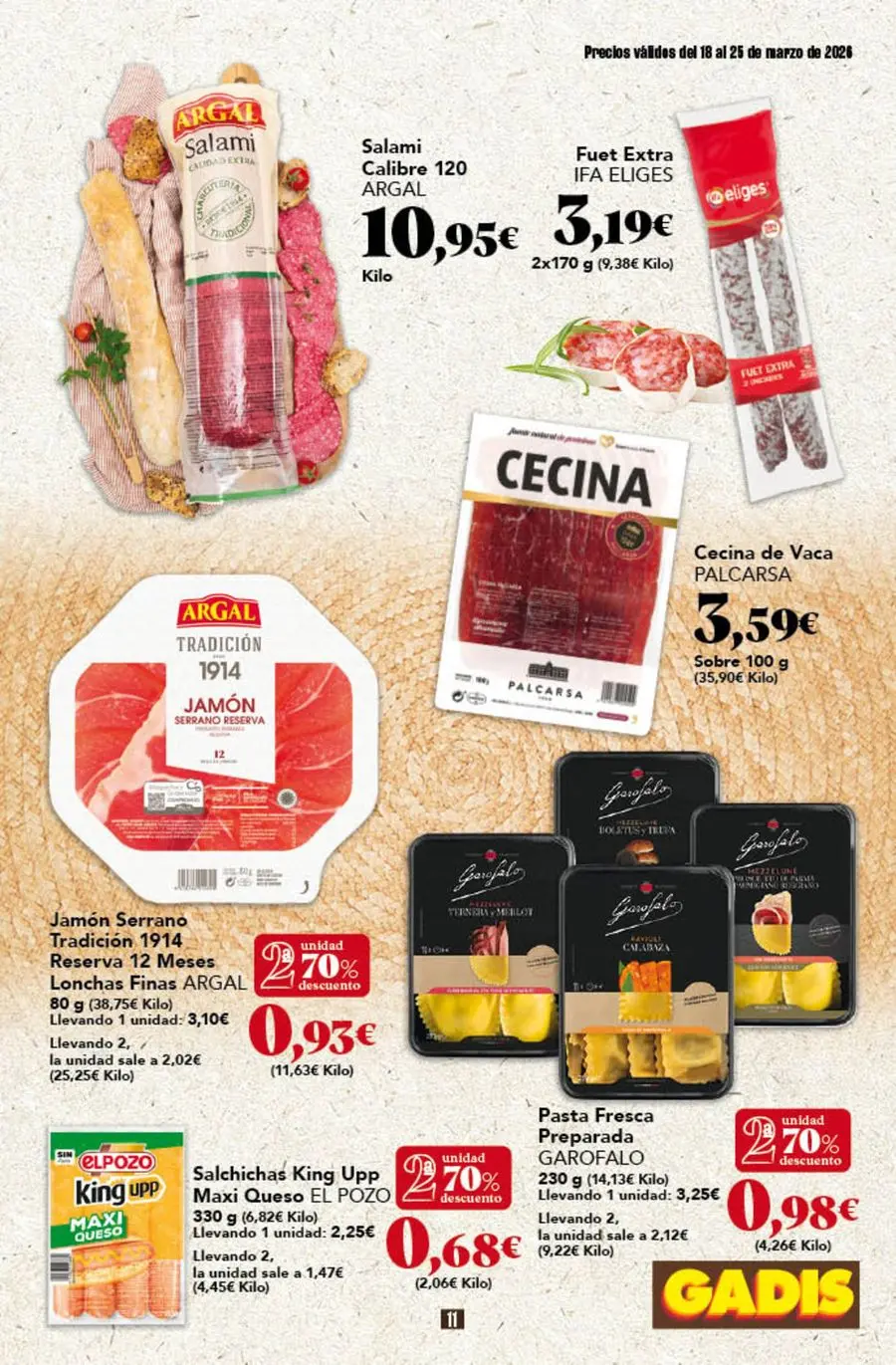 GADIS supermarket Spain offers from 18 to 25 March 2026 New prices