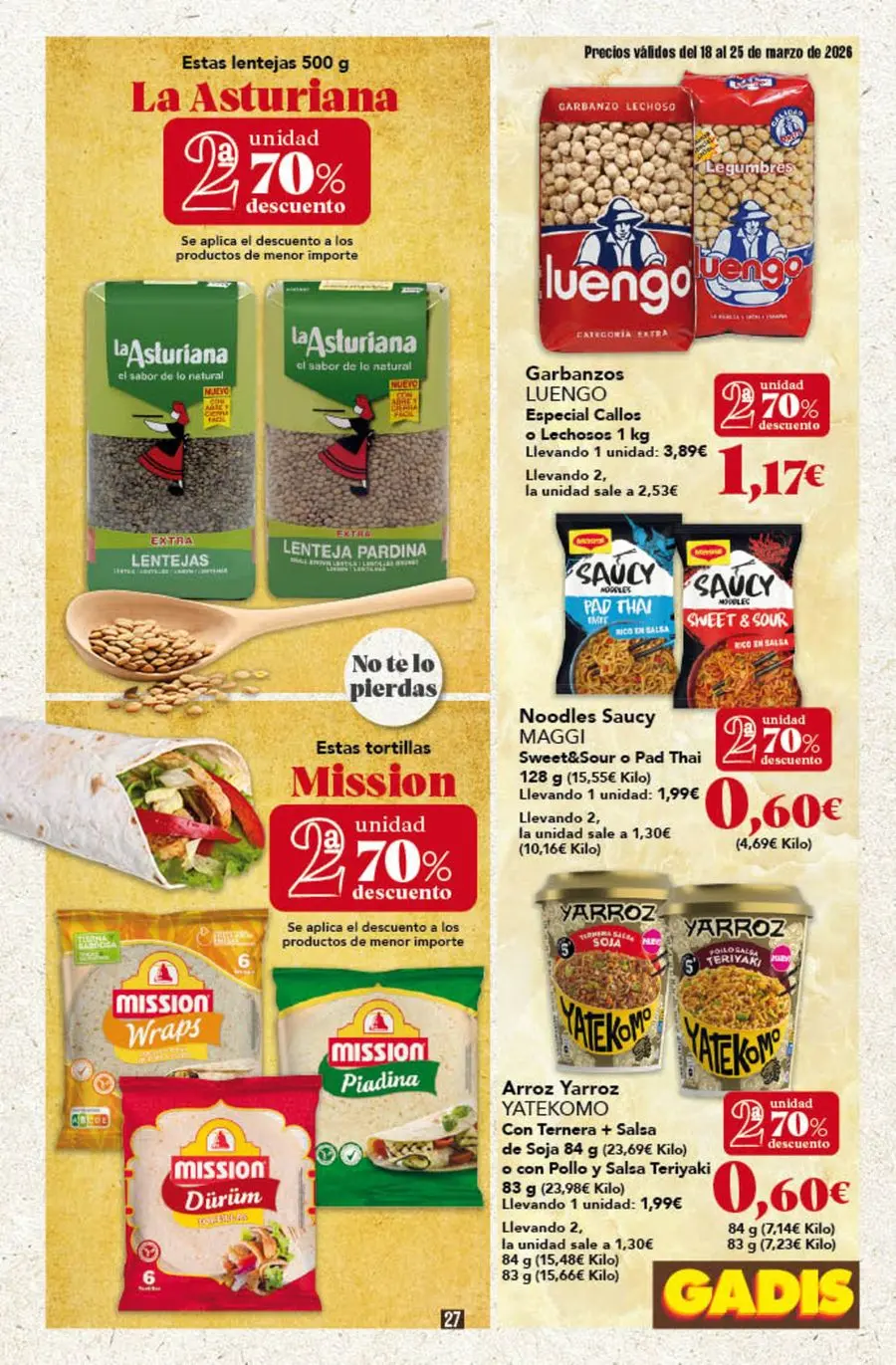 GADIS supermarket Spain offers from 18 to 25 March 2026 New prices
