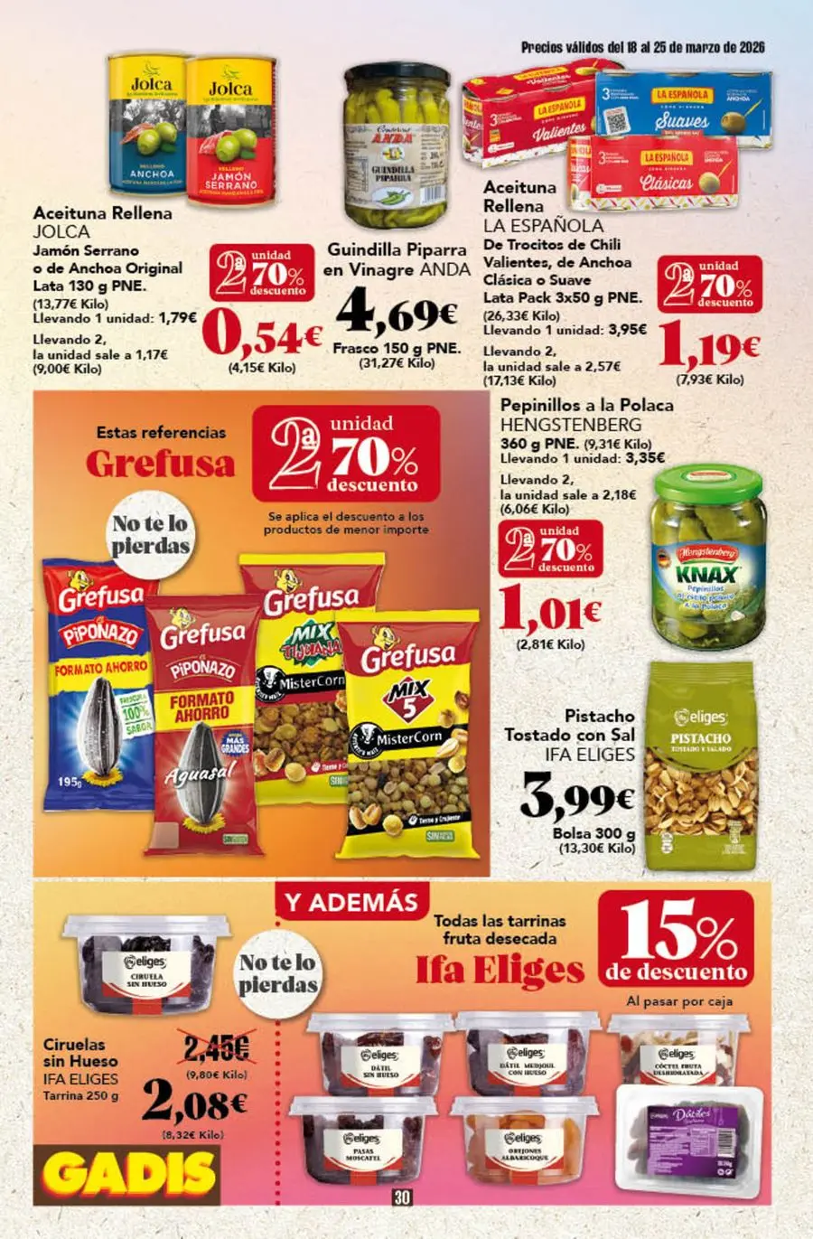 GADIS supermarket Spain offers from 18 to 25 March 2026 New prices