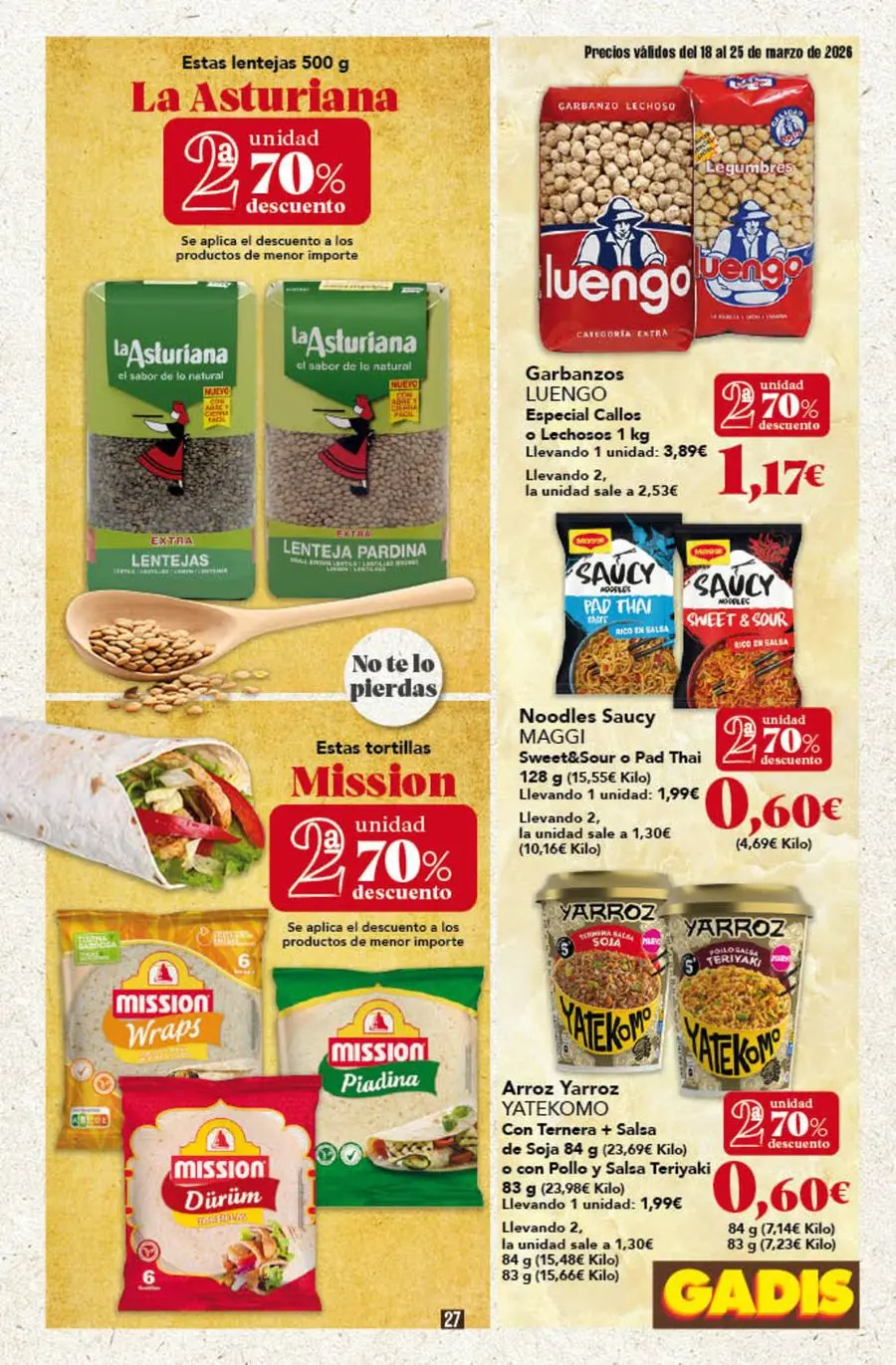 GADIS supermarket Spain offers from 18 to 25 March 2026 New prices