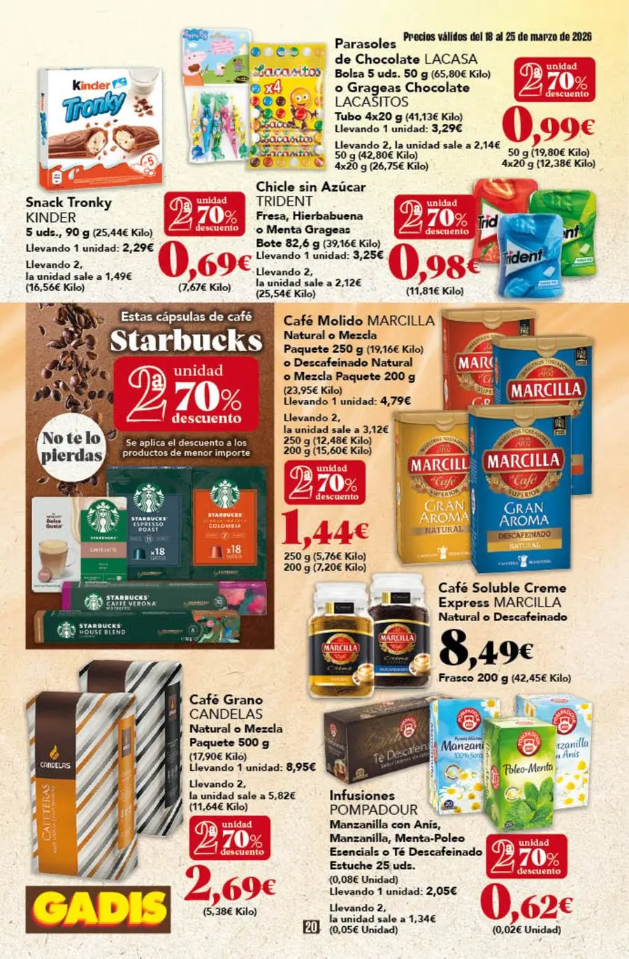 GADIS supermarket Spain offers from 18 to 25 March 2026 New prices