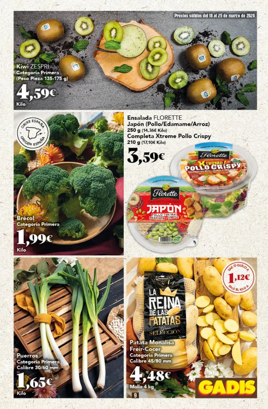 GADIS supermarket Spain offers from 18 to 25 March 2026 New prices