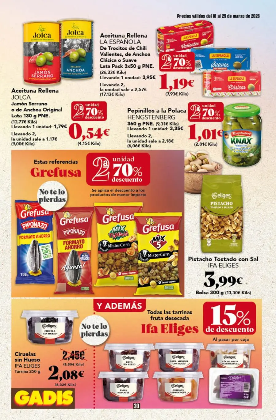 GADIS supermarket Spain offers from 18 to 25 March 2026 New prices