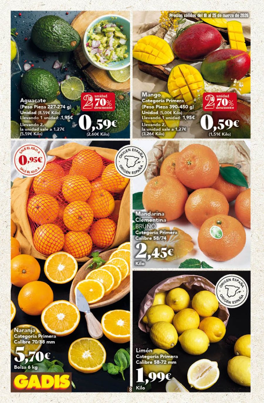 GADIS supermarket Spain offers from 18 to 25 March 2026 New prices