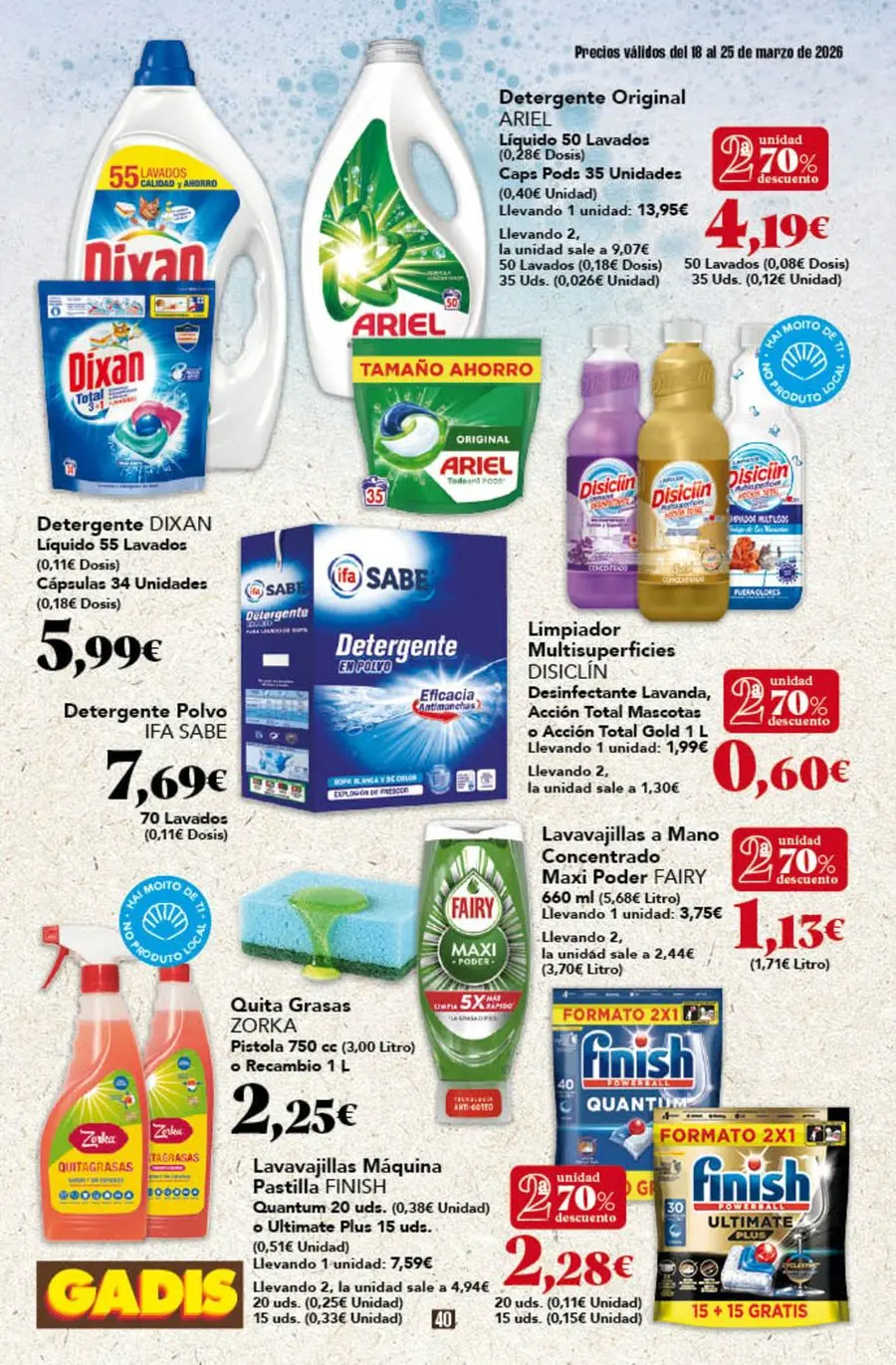 GADIS supermarket Spain offers from 18 to 25 March 2026 New prices