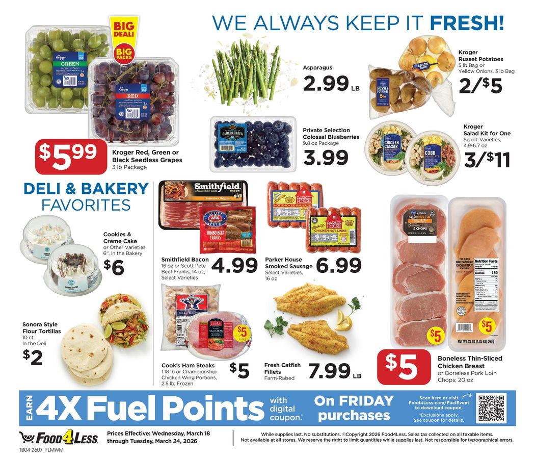 Offres Food 4 Less États-Unis de 18 à 24 mars 2026 Nouvelles offres à découvrir