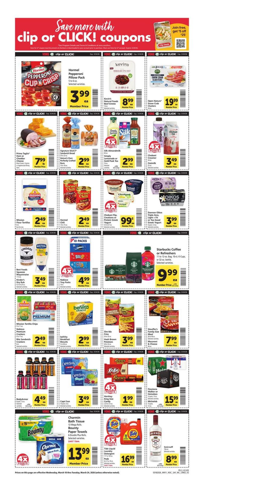 Vons Supermarket offers in NorCal from 18 to 24 March 2026 Weekly offers