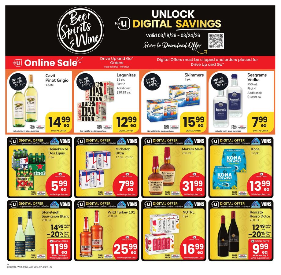 Vons Supermarket offers in NorCal, Southwest from 18 to 24 March 2026 Weekly offers