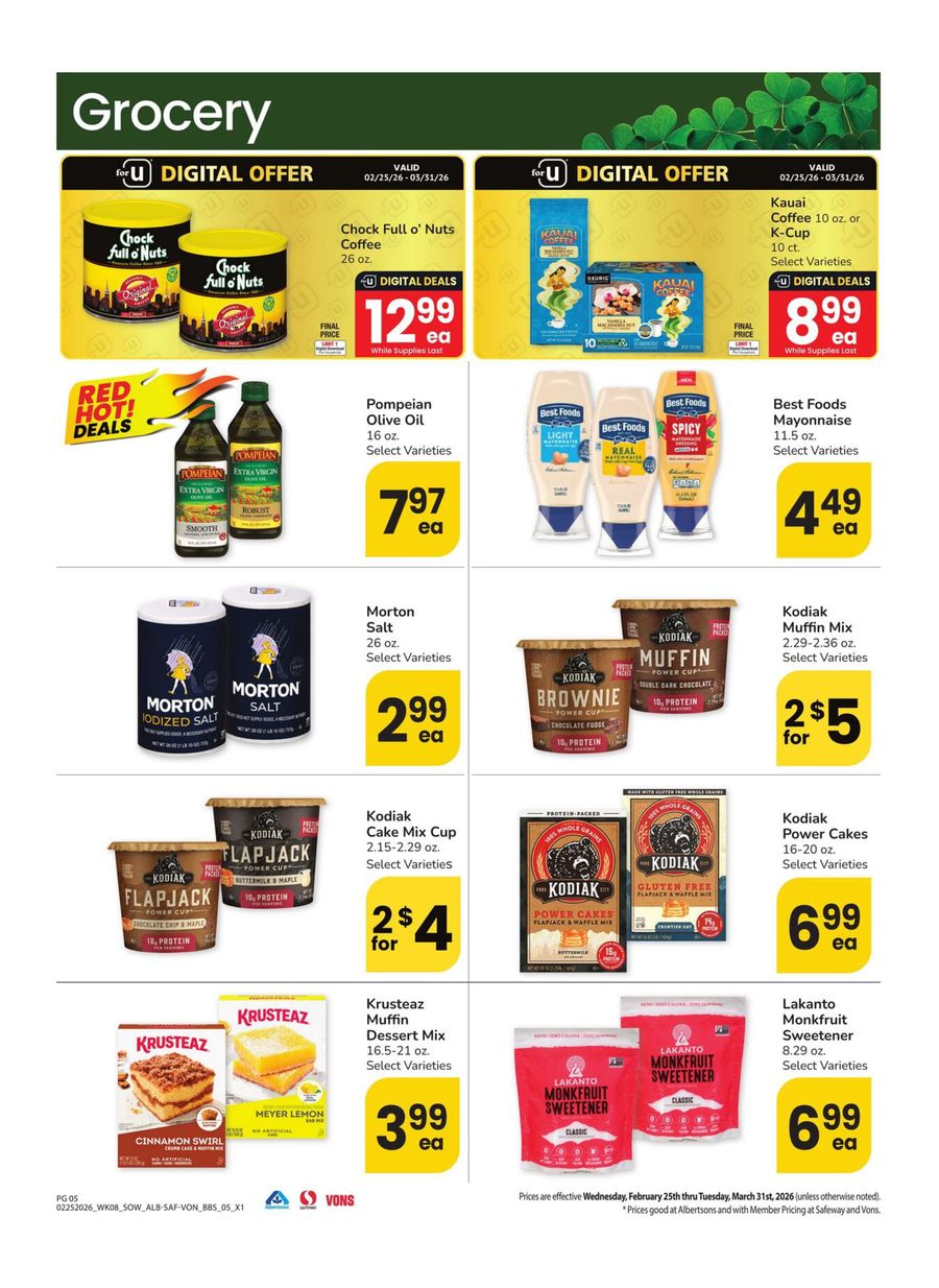 Vons Supermarket offers in Southwest from 25 February to 31 March 2026 Big Book Of Savings