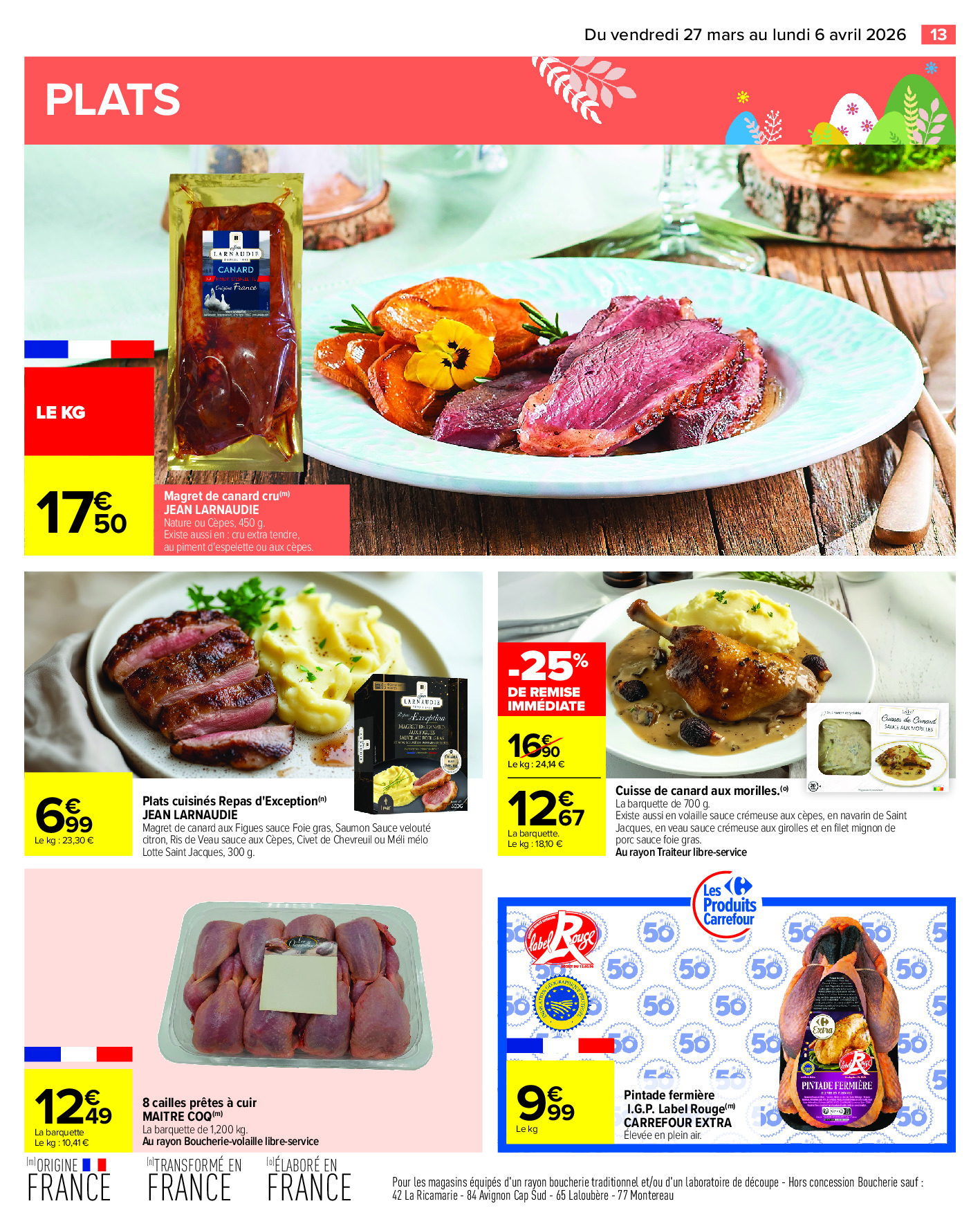 Offres Carrefour France de 27 mars à 6 avril 2026 PAQUES FESTIF