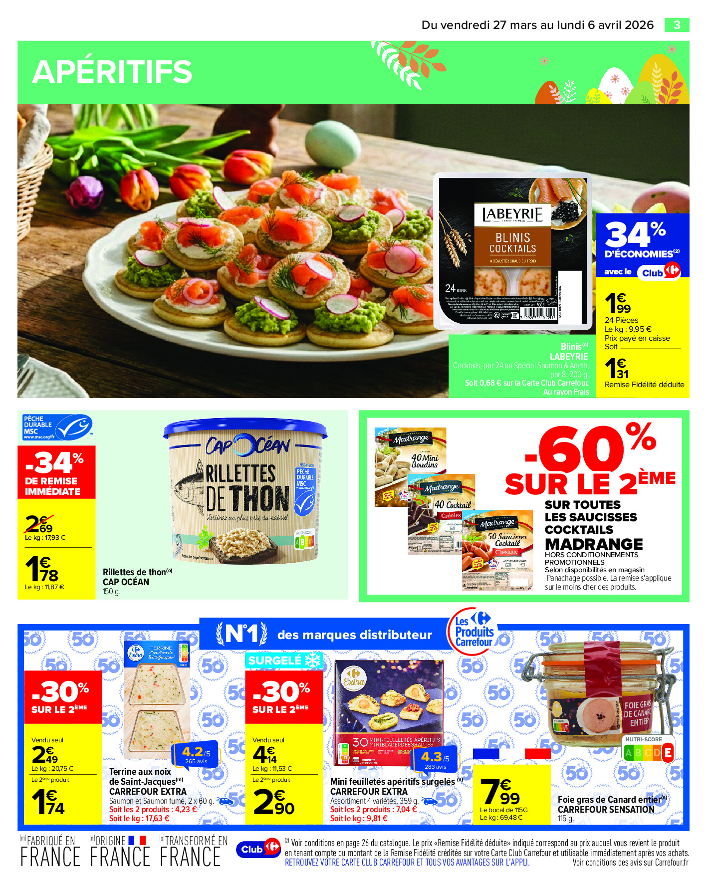 Offres Carrefour France de 27 mars à 6 avril 2026 PAQUES FESTIF