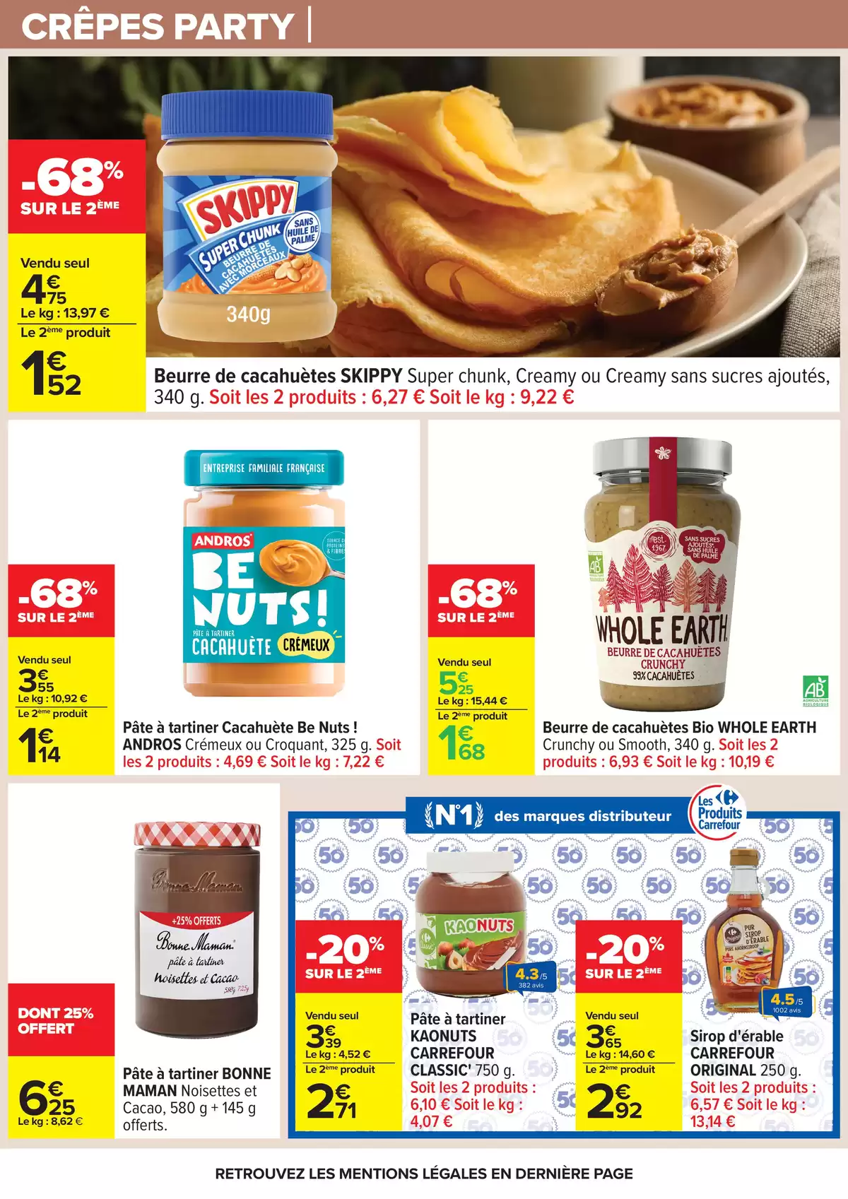 Ofertas de Carrefour Francia de 31 marzo a 13 abril 2026 FIESTA CREPES