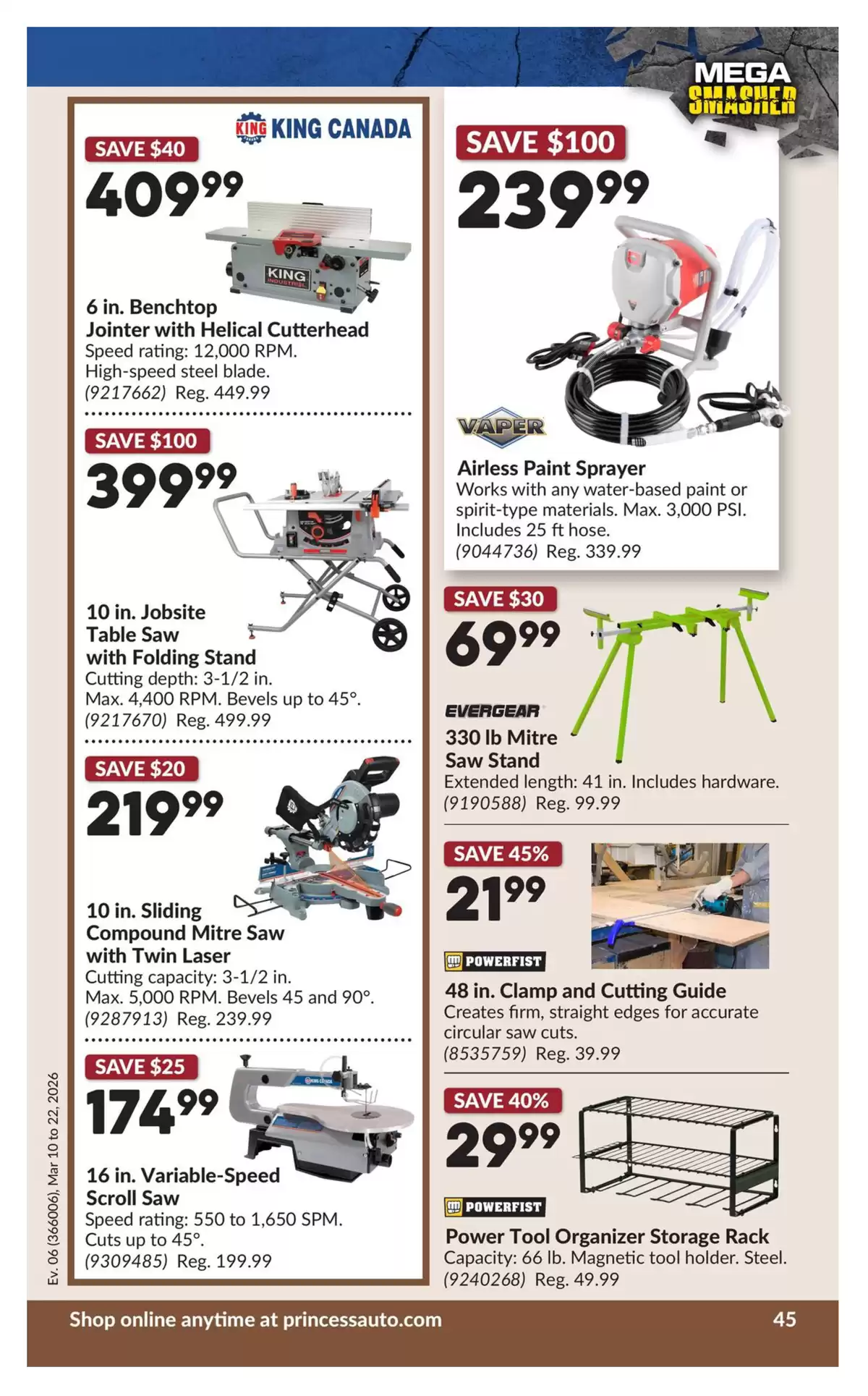 Ofertas de Princess Auto Canadá de 10 a 22 marzo 2026 Ofertas Mega Smasher