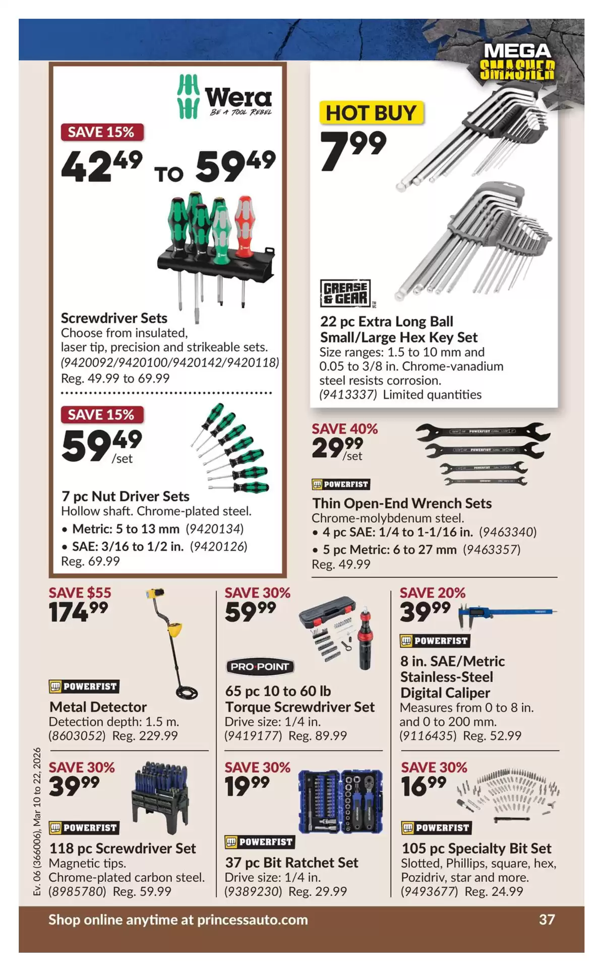 Ofertas de Princess Auto Canadá de 10 a 22 marzo 2026 Ofertas Mega Smasher