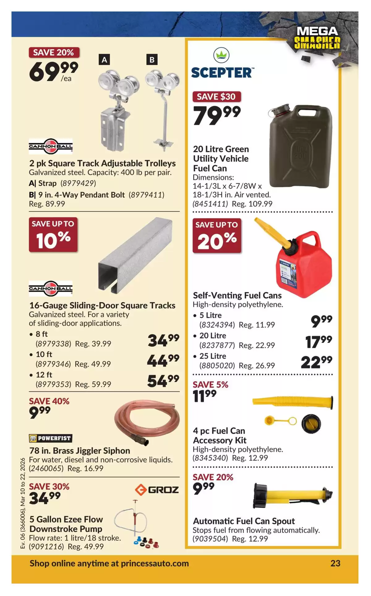 Ofertas de Princess Auto Canadá de 10 a 22 marzo 2026 Ofertas Mega Smasher