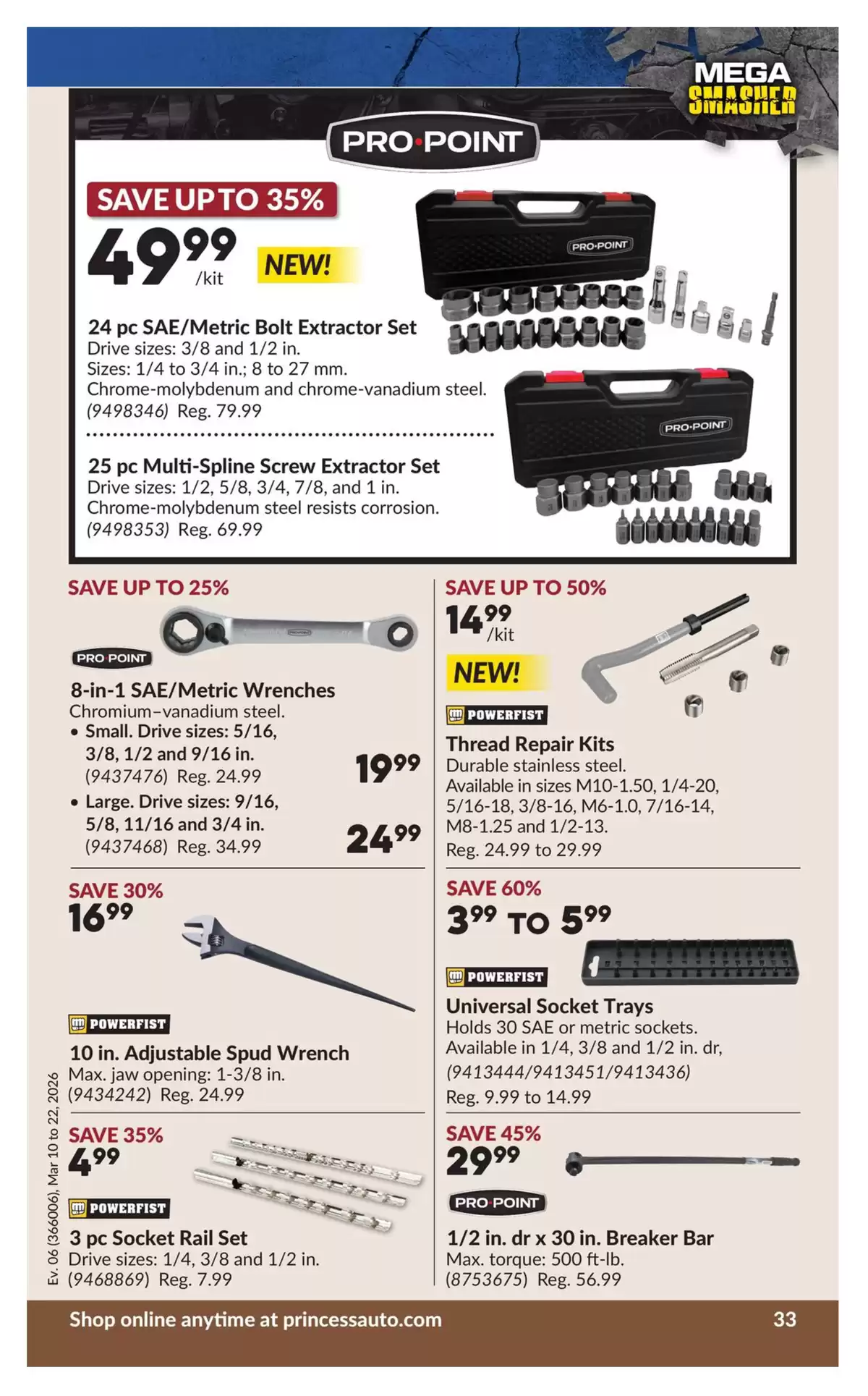 Ofertas de Princess Auto Canadá de 10 a 22 marzo 2026 Ofertas Mega Smasher