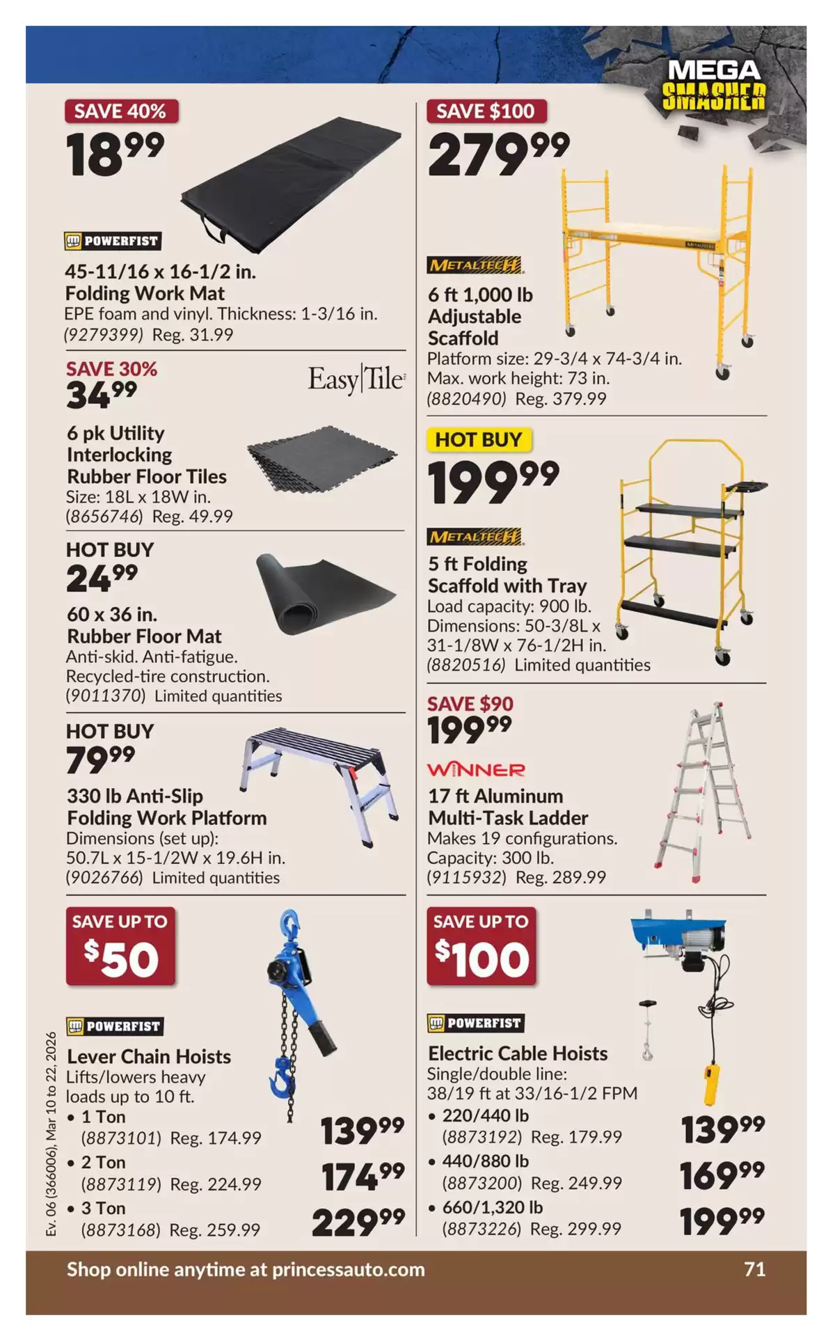 Ofertas de Princess Auto Canadá de 10 a 22 marzo 2026 Ofertas Mega Smasher