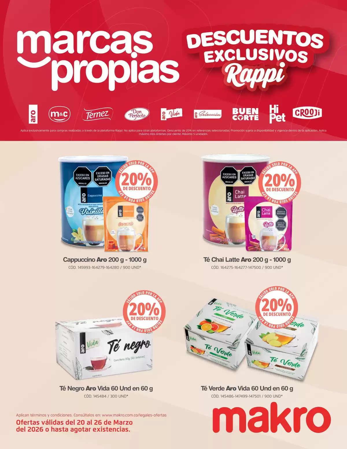 Ofertas de Makro Colombia de 20 a 26 marzo 2026 Excelente oferta para todos los clientes